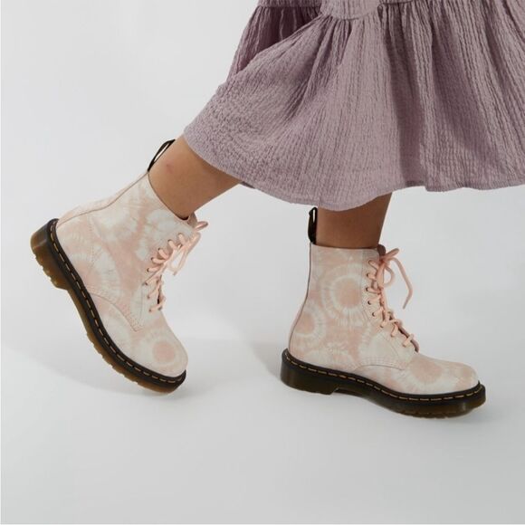 Dr Martens 1460 Pascal Pink Tie Dye Printed Suede Boots Contemporary Boho - Picture 1 of 16